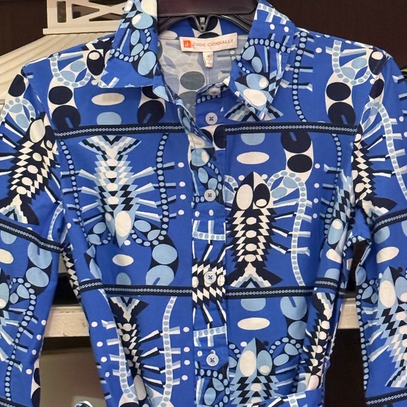 jude connally sutton stretch seaside catch sapphire dress Large L  shirtdress - Picture 4 of 5